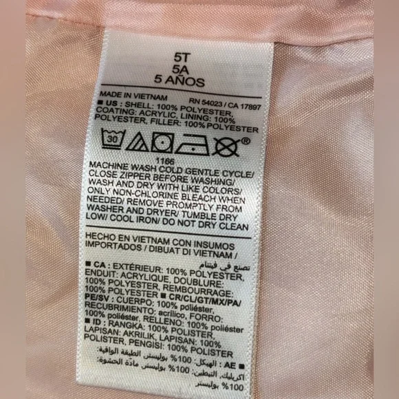 Old Navy Blush Pink Water-Resistant Vest Toddler Girl - Picture 4 of 4